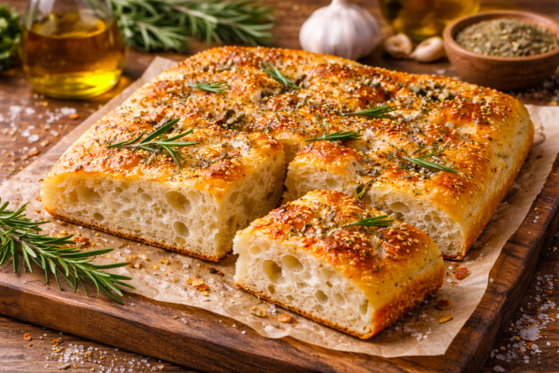 Focaccia italiana con romero
