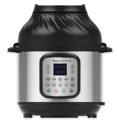 Instant Pot Duo Crisp - Vista frontal con tapa Air Fryer
