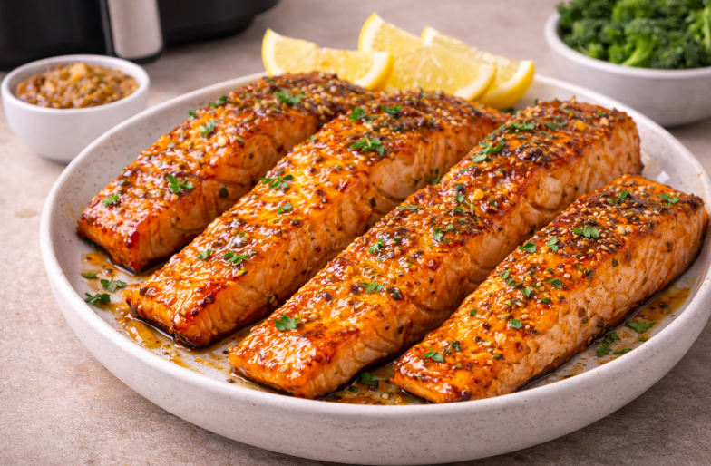 Salmón glaseado en air fryer